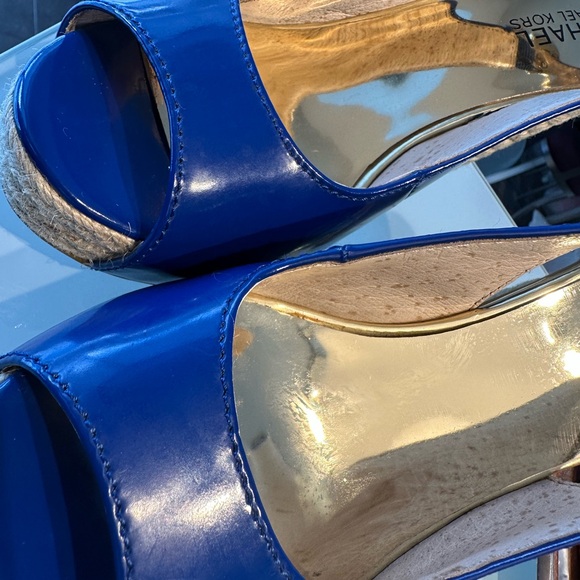 Michael Kors Royal Blue Platform Sandals Woven Heel size 7 - Picture 8 of 9